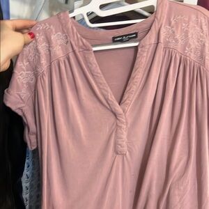 ONE WORLD Mauve Embroidered Blouse